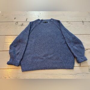 Kobi Halperin Women’s Heathered Navy Crewneck Sweater with Metallic Threads.